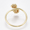 Brass Finger Ring Rhinestone Settings X-KK-S350-409G-2