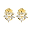 925 Sterling Silver Clear Cubic Zirconia Stud Earrings EJEW-Q032-01C-G-4