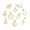 10Pcs 10 Styles Brass Pave Natural White Shell Pendants KK-CJ0002-56-9