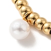 PVD Vacuum Plating 304 Stainless Steel Plastic Pearl Charm Bracelet with 201 Stainless Steel Round Beads for Women BJEW-B057-20G-2