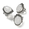 Natural Quartz Crystal Adjustable Rings RJEW-I108-01AS-09-4