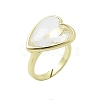 Heart Brass Natural Quartz Crystal Finger Rings RJEW-D304-01G-F-2