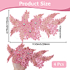 4Pcs Flower & Leaf Polyester and Plastic Applqiues PATC-CY0001-49B-2
