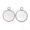 304 Stainless Steel Pendant Cabochon Settings STAS-F191-14S-D-3