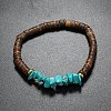 Synthetic Turquoise Chips & Coconut Disc Beaded Stretch Bracelets PW-WG68238-01-1