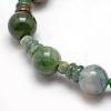 Natural Moss Agate 3-Hole Guru Bead Strands G-K149-10-2