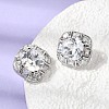 Brass Pave Cubic Zirconia & Glass Stud Earrings EJEW-G471-03P-5