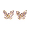 Rack Plating Brass with Cubic Zirconia Stud Earrings for Women EJEW-G394-06G-01-2