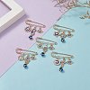 Crystal Rhinestone Evil Eye Charms Safety Pin Brooch with Resin Beaded JEWB-BR00088-6