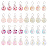 80Pcs 8 Colors Baking Paint Crackle Glass Pendants PALLOY-TAC0186-2