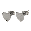 Non-Tarnish 304 Stainless Steel Heart Stud Earring Findings X-STAS-R063-37-1