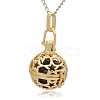 Golden Tone Brass Hollow Round Cage Pendants KK-J226-07G-2