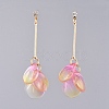 Glass Cluster Beads Dangle Ear Studs EJEW-JE03915-01-2
