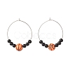 Sport Theme Acrylic Round Beaded Hoop Earrings EJEW-JE04977-4