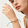 Boho 304 Stainless Steel Charm Braided Cotton Cord Adjustable Bracelets WG43BF0-01-2