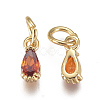 Brass Micro Pave Cubic Zirconia Charms ZIRC-F111-04G-06-2