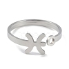 Non-Tarnish Constellations 304 Stainless Steel Open Cuff Ring for Women RJEW-L122-001P-10-2