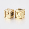 304 Stainless Steel Large Hole Letter European Beads STAS-H428-01G-P-2
