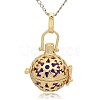 Golden Tone Brass Hollow Round Cage Pendants KK-J232-01G-1