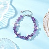 Natural Amethyst Chip & Glass Shell Round Beaded Bracelets BJEW-JB12303-02-1