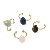 Natural Green Aventurine/Lapis Lazuli/Tiger Eye/Rose Quartz  Cuff Open Rings RJEW-JR01105-2