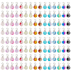 225Pcs 15 Colors Spray Painted Crackle Glass Pendants PALLOY-AB00090-7