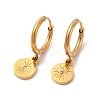 Crystal Rhinestone Flat Round with Star Dangle Stud Earrings EJEW-P219-21G-1