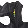 Stainless Steel Glass Flower Dangle Earrings EJEW-MZ00574-02-3