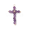 Natural Amethyst Faceted Round Copper Wire Wrapped Pendants PALLOY-JF02011-05-1