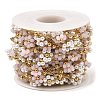 Glass & ABS Plastic Pearl Beaded Flower Link Chains CHS-G028-12G-3