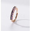 Flat Round Brass Micro Pave Cubic Zirconia Finger Rings FS-WG80990-07-1
