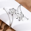 Flower Alloy Arm Cuff Bangles for Girl Women AJEW-A063-01E-P-1