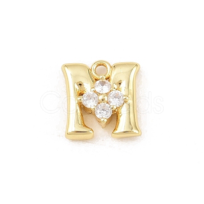 Brass Micro Pave Clear Cubic Zirconia Charms KK-Z151-18G-M-1