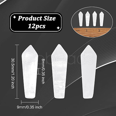 12Pcs Natural Quartz Crystal Pointed Beads G-OC0003-99-1