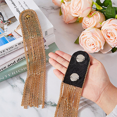 SUPERFINDINGS 2Pcs Fashionable Alloy Tassel Epaulettes FIND-FH0005-41KCG-1