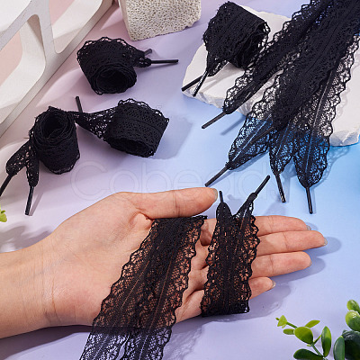 10 Pairs Polyester Lace Shoelaces AJEW-TA0003-14C-1