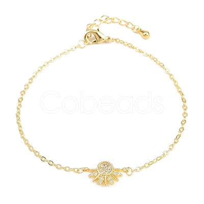 2Pcs Brass Micro Pave Cubic Zirconia Link Bracelets BJEW-G782-01GP-1