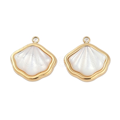 304 Stainless Steel Pave Natural White Shell Charms STAS-I325-026G-1