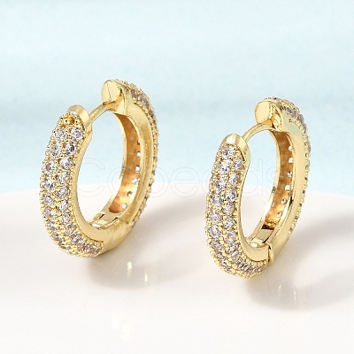 Brass Micro Pave Cubic Zirconia Hoop Earrings KK-CBA8324-24G-04-1