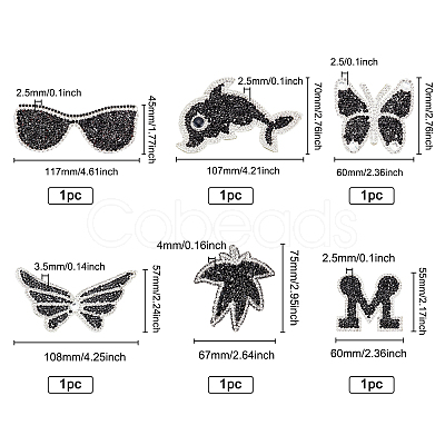 6Pcs 6 Style Glitter Hotfix Rhinestone DIY-FG0002-33-1