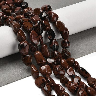 Natural Mahogany Obsidian Beads Strands G-P497-01E-87-1