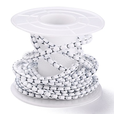 Eco-friendly Spray Painted Handmade Brass Box Chains KK-J276-17-P02-1