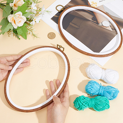 PP & PVC Plastic Imitation Wood Cross Stitch Embroidery Hoops DIY-WH20055-058B-03-1