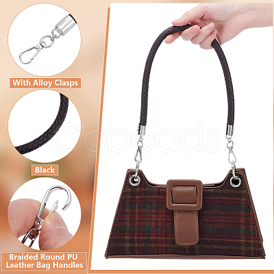 Braided Round PU Leather Bag Handles FIND-WH0180-01A-P-1