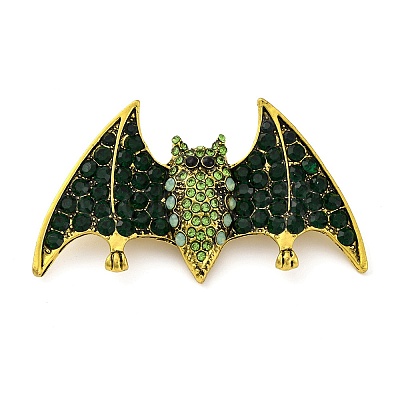 Zinc Alloy Rhinestone Halloween Bat Brooch JEWB-I033-03A-1