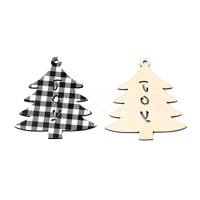 Christmas Theme Single-Sided Printed Wood Big Pendants WOOD-N005-59B-1