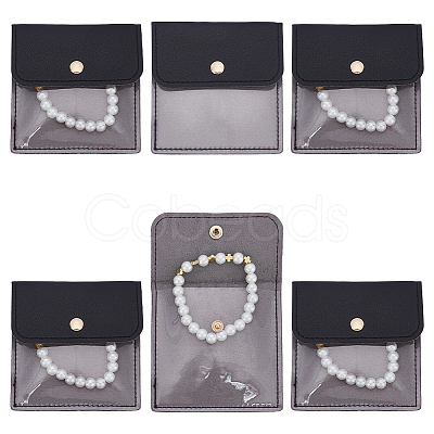 6Pcs PVC PU Leather Jewelry Envelope Pouches with Snap Button ABAG-WH0039-49B-1