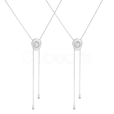 2Pcs Adjustable Brass Curb Chains Cowboy Hat Sweater Lariat Necklaces NJEW-UN0001-78P-1