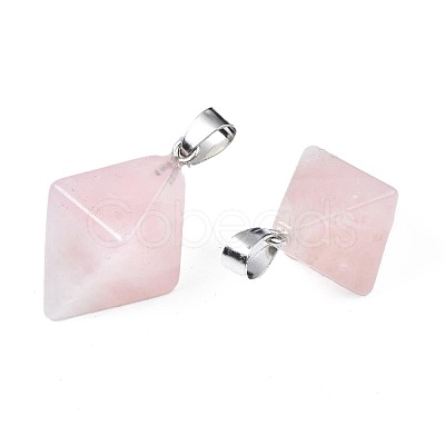Natural Rose Quartz Pendants G-N326-107A-1