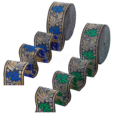 2Pcs 2 Colors Ethnic Style Embroidery Polyester Ribbons OCOR-PH0003-92-1